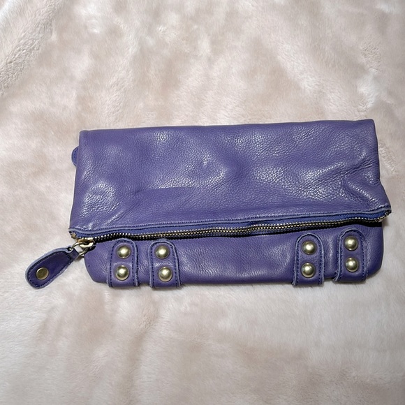 Linea Pelle Soft Leather foldover Clutch - Picture 1 of 11